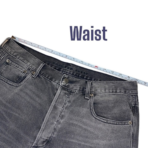 American Eagle Hi Rise Girlfriend buttonfly Denim Jeans Womens 12 x-long black - Picture 6 of 9